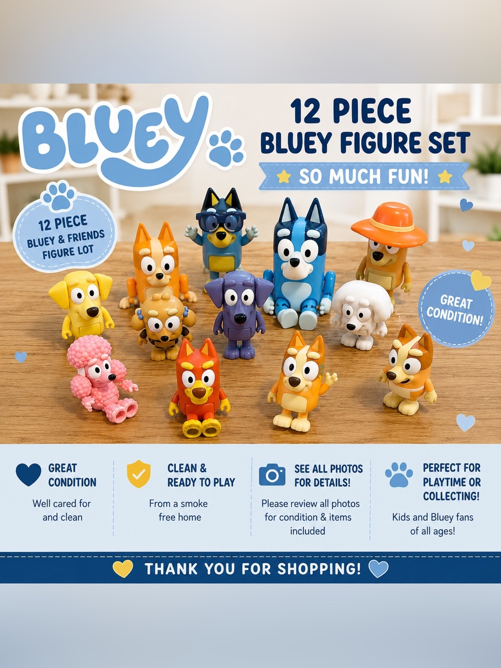 Bluey 12-Piece Collectible Figure Set - Multicolor Characters